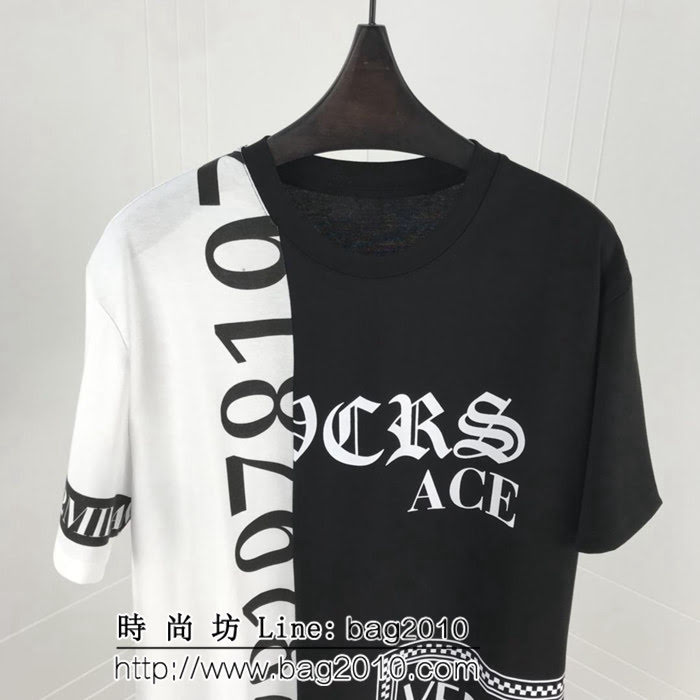 VERSACE範思哲 19SS早春新款 黑白拼色 雙股絲光棉短袖 情侶款 ydi1787